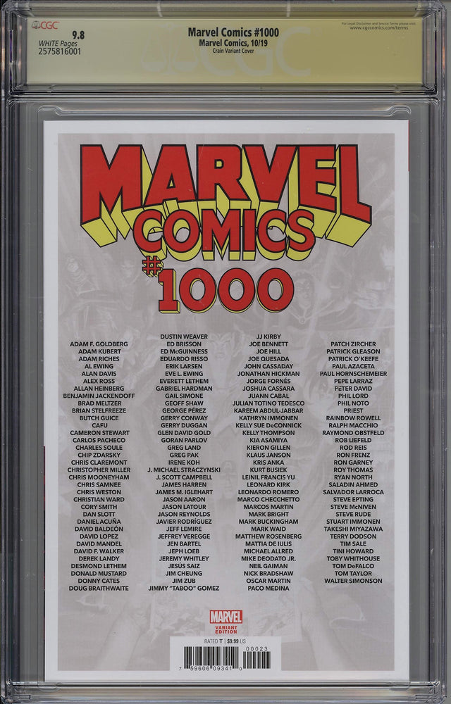 Marvel Comics #1000 CGC SS 9.8 Clayton Crain Variant
