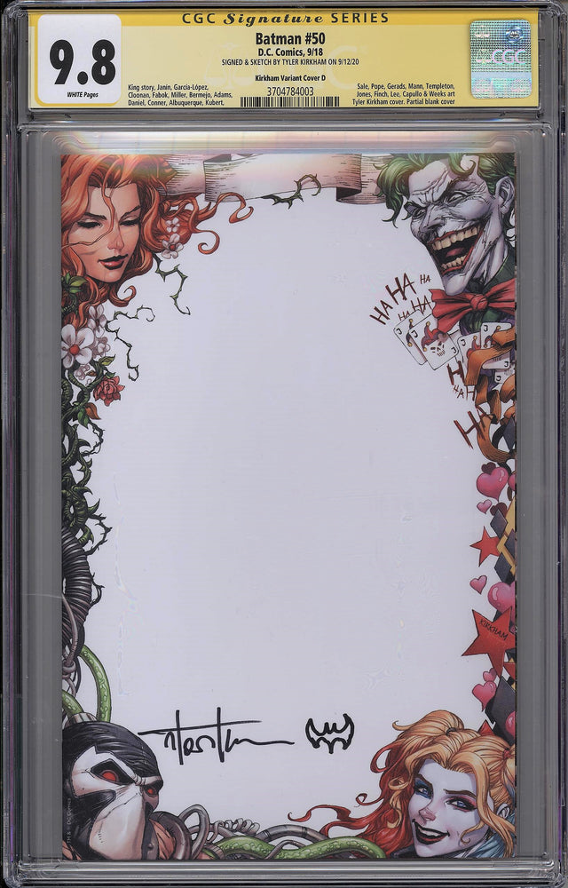 
            
                Load image into Gallery viewer, Batman #50 CGC SS 9.8 Tyler Kirkham - Remarked Convention Exclusive Blank Cover
            
        