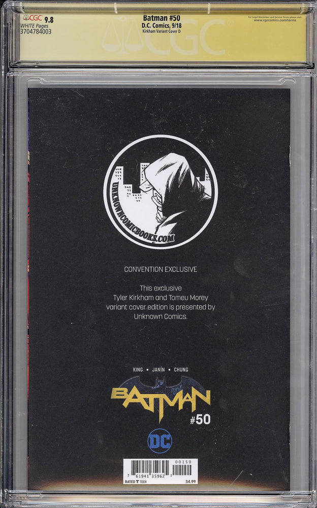 
            
                Load image into Gallery viewer, Batman #50 CGC SS 9.8 Tyler Kirkham - Remarked Convention Exclusive Blank Cover
            
        