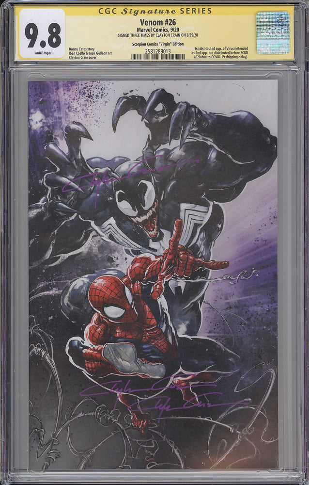 
            
                Load image into Gallery viewer, Venom #26 CGC SS 9.8 Clayton Crain Virgin Variant - 3x signed
            
        