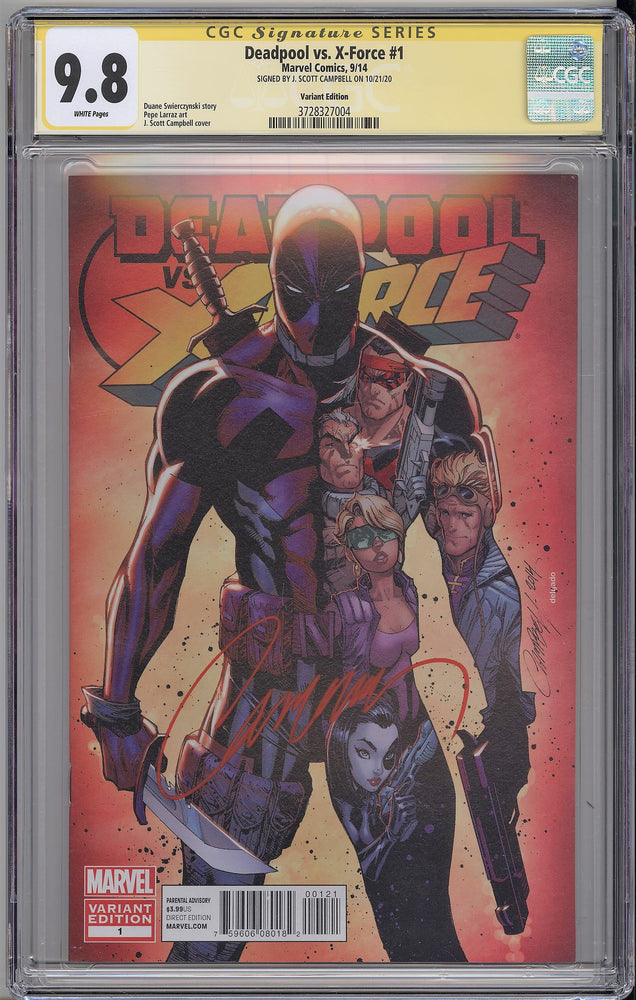 
            
                Load image into Gallery viewer, Deadpool vs. X-Force #1 CGC SS 9.8 J Scott Campbell signed Cover B Incentive Variant
            
        