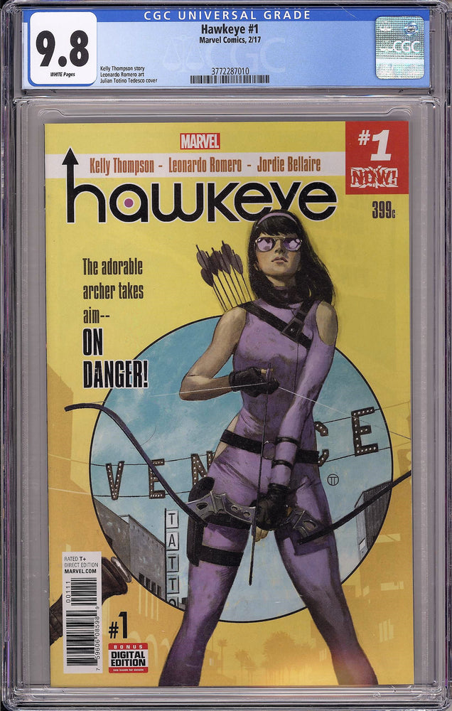
            
                Load image into Gallery viewer, Hawkeye #1 2017 CGC 9.8 - Marvel Now First Solo Kate Bishop Series
            
        