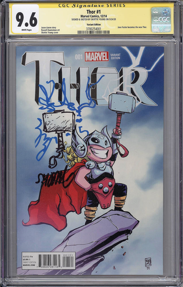 
            
                Load image into Gallery viewer, Thor #1 CGC SS 9.6 Skottie Young Variant - Remarked First Full Jane Foster as Thor
            
        